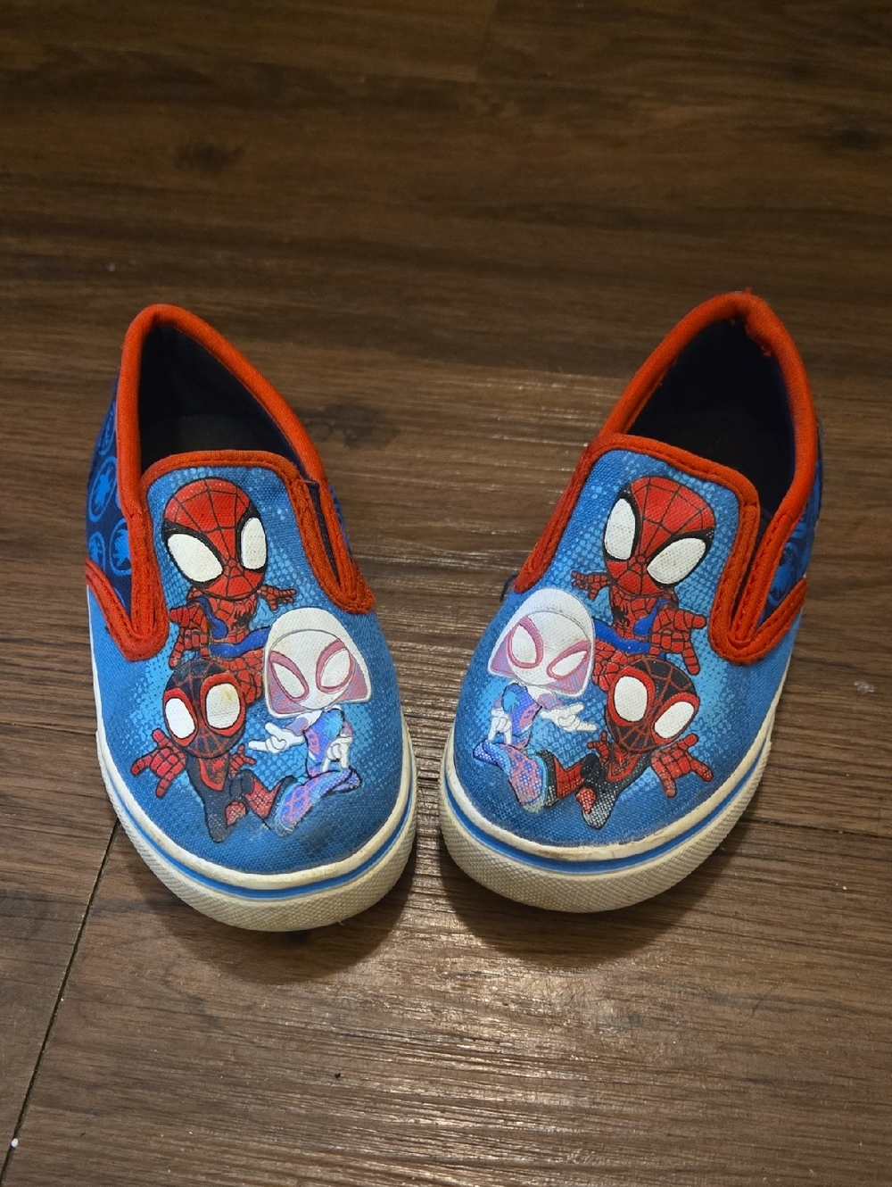 Kids Slip-On Spidey  Canvas Shoes in Blue and Red